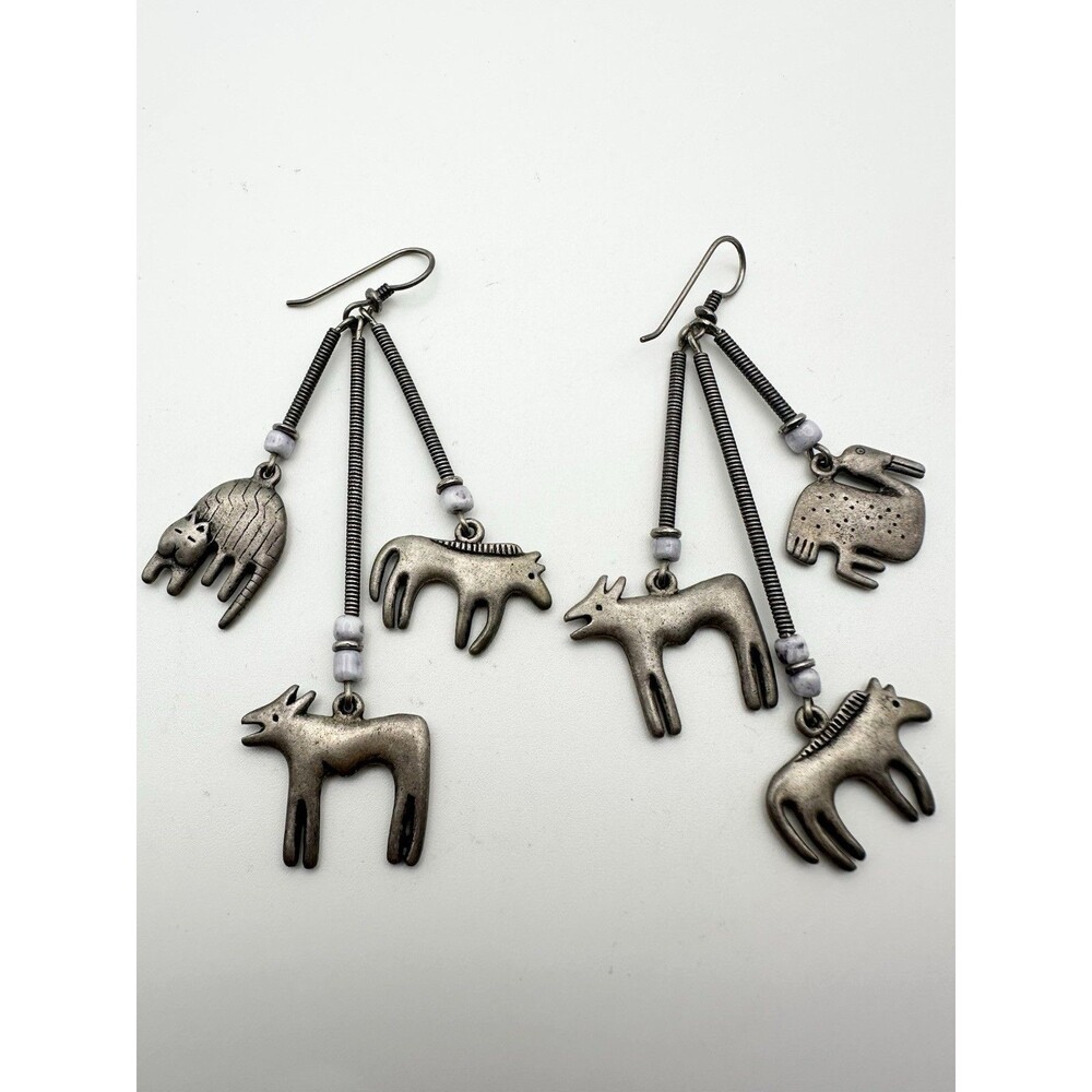 Southwestern Dangle French Wire Earrings Horse Bird Coyote Cat